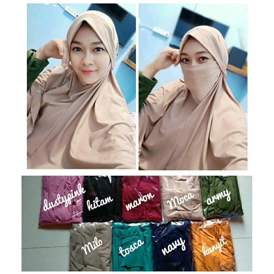 JILBAB SAFETY MASK NIQAB ANTI CORONA / JILBAB INSTAN / JILBAB SYRIA / JILBAB JERSEY / BILLY SCARF