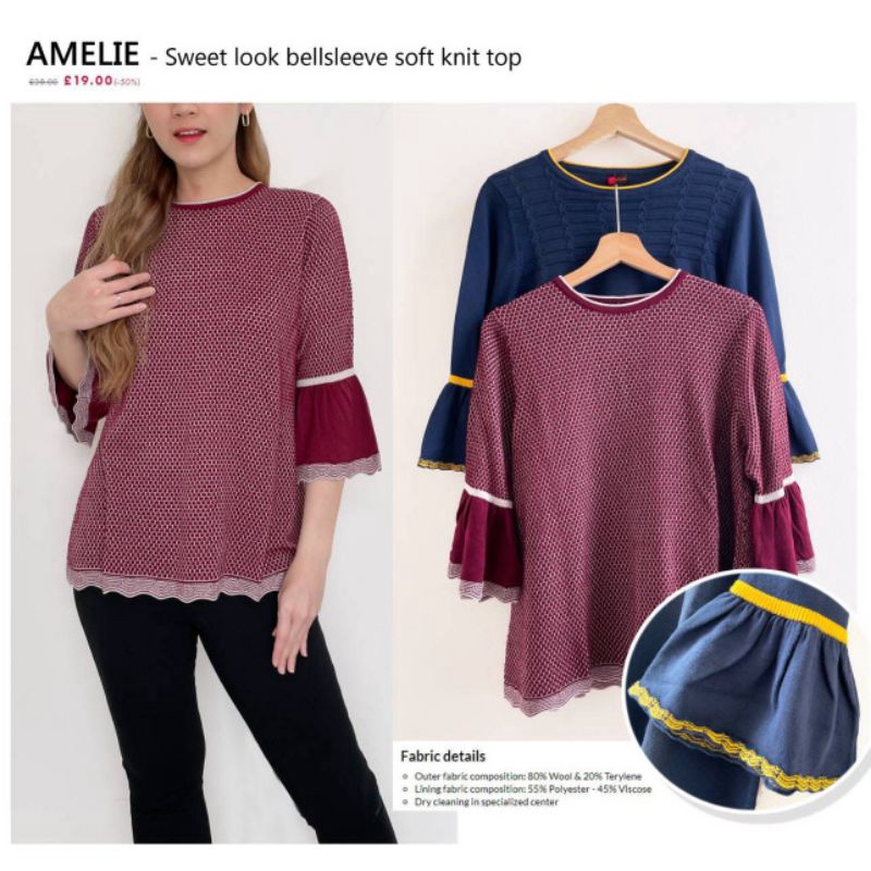 Ameli* sweet loom bellsleeve soft knit top