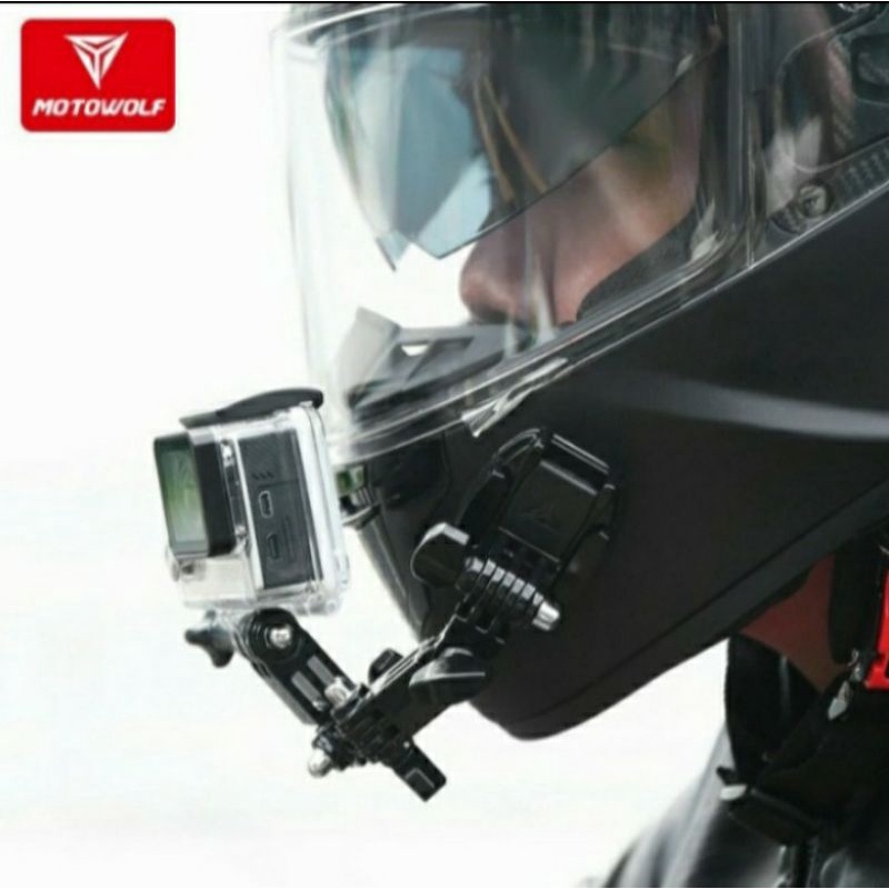 Breket holder camera pegangan camera go pro helm Motowolf