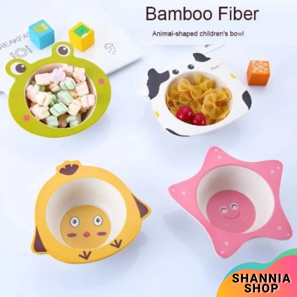 RS20-1 Mangkok Bayi Tempat Makan Animal Karakter / Serat Bambu / Feeding Bowl / Bamboo Fibre