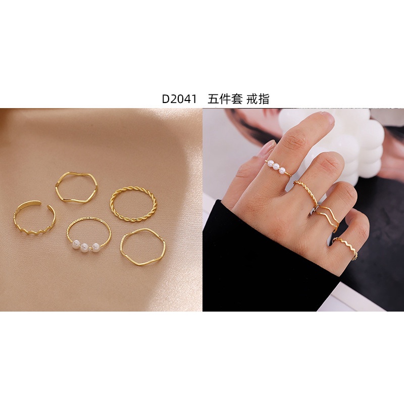 Jepang dan Korea berlian kupu-kupu adjustable set cincin kepribadian sederhana geometris Eropa dan A