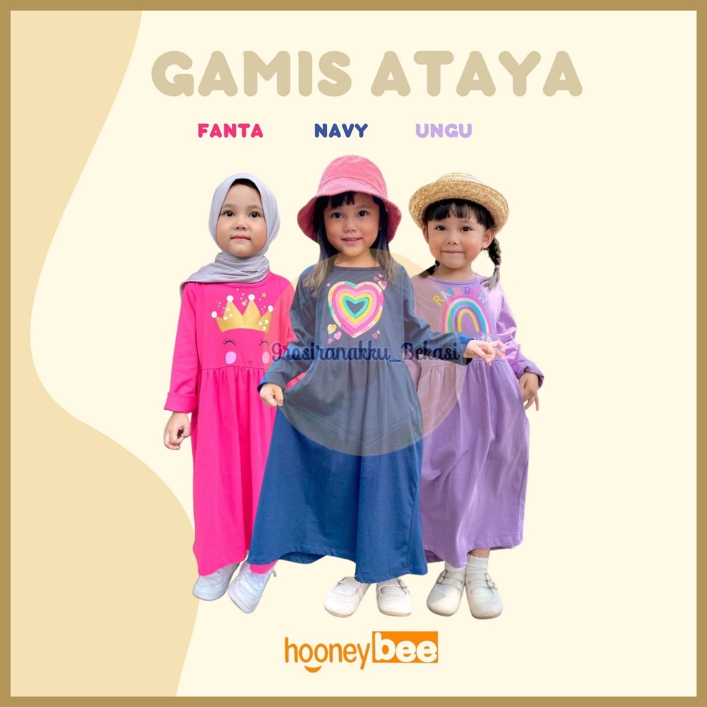 Gamis Kaos Anak Ataya Hooneybee Mix Warna 2-10  Thn