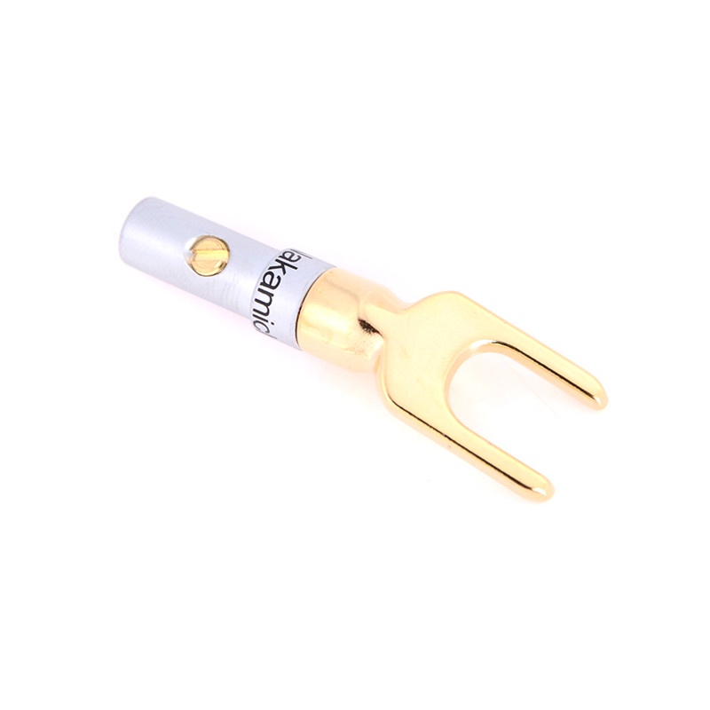 【Theredsunrisesiwy.id】New 2pcs Copper Gold Plated Speaker Banana U Fork Y Spade Plug Wire Connector