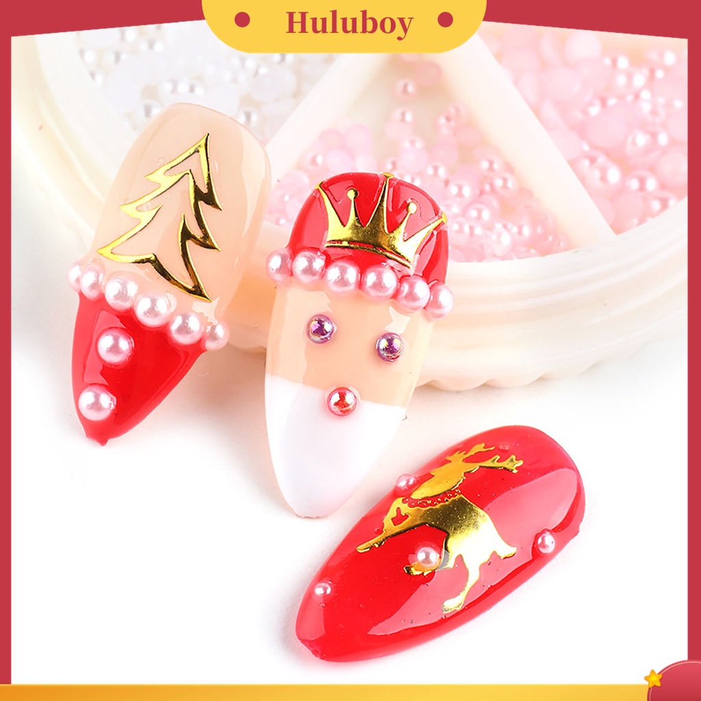 Huluboy Huluboy♡ Mutiara Imitasi Setengah Lingkaran 3D Aneka Warna Untuk Dekorasi Manicurenail Art DIY