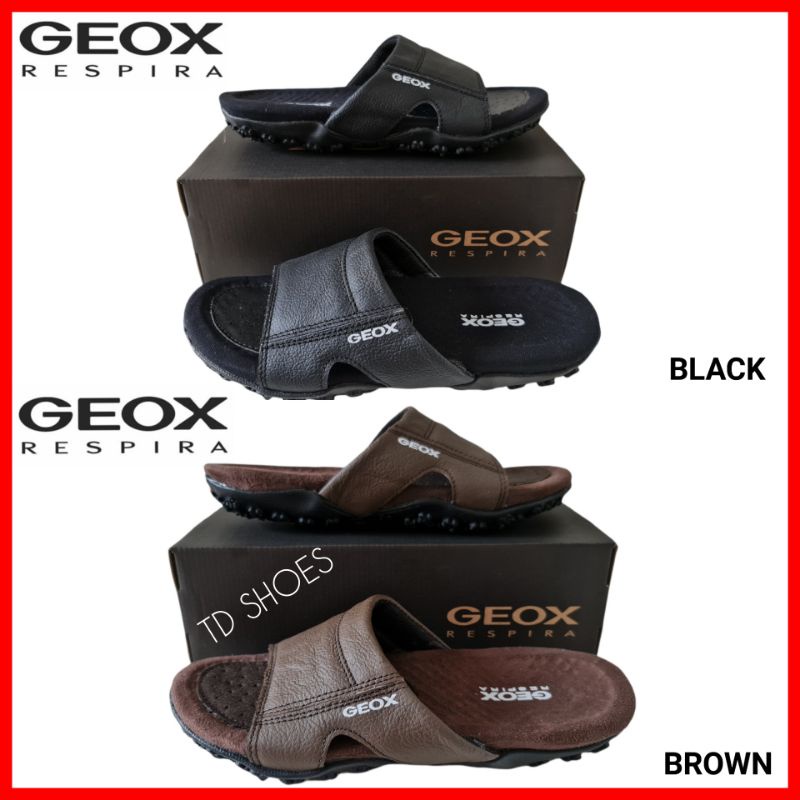 SANDAL SELOP PRIA GEOX_RESPIRA KULIT ASLI / SENDAL COWOK SLIDE RINGAN EMPUK / SANDAL FORMAL KASUAL LEBARAN LAKI LAKI ASLI KULIT