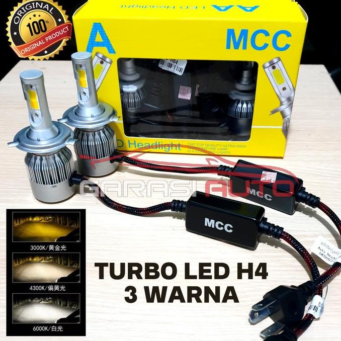 Turbo LED Headlamp H4 Etios Valco Grand Livina APV Luxio Lampu 3 Warna garasiau70 Segera Dapatkan