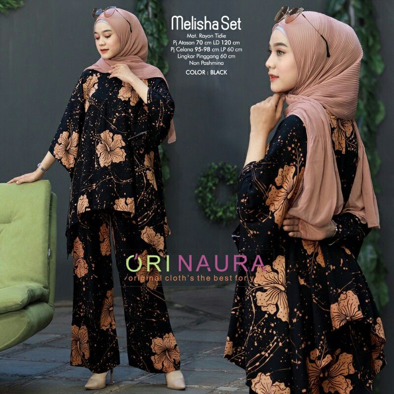 Melisha Set - One Set Jumbo Waka Waka Setelan Wanita Rayon Premium  Set Celana Panjang Batik Bigsize Kekinian