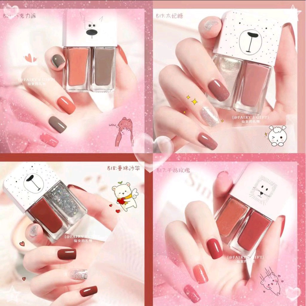 Kutek 2in1 HALAL Kuteks 2 Tone Kutek Korea Cat kuku Muslimah Gel Nail Polish