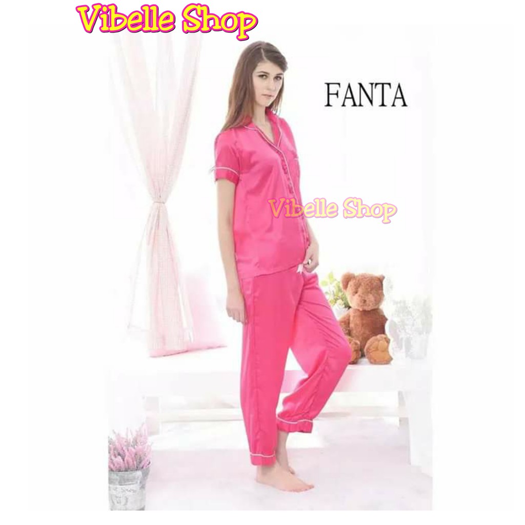 SATINCP - Satin Silky Velvet Premium Vibelle Shop Grosir Baju Tidur CP Piyama Fashion Murah Wanita-Fanta