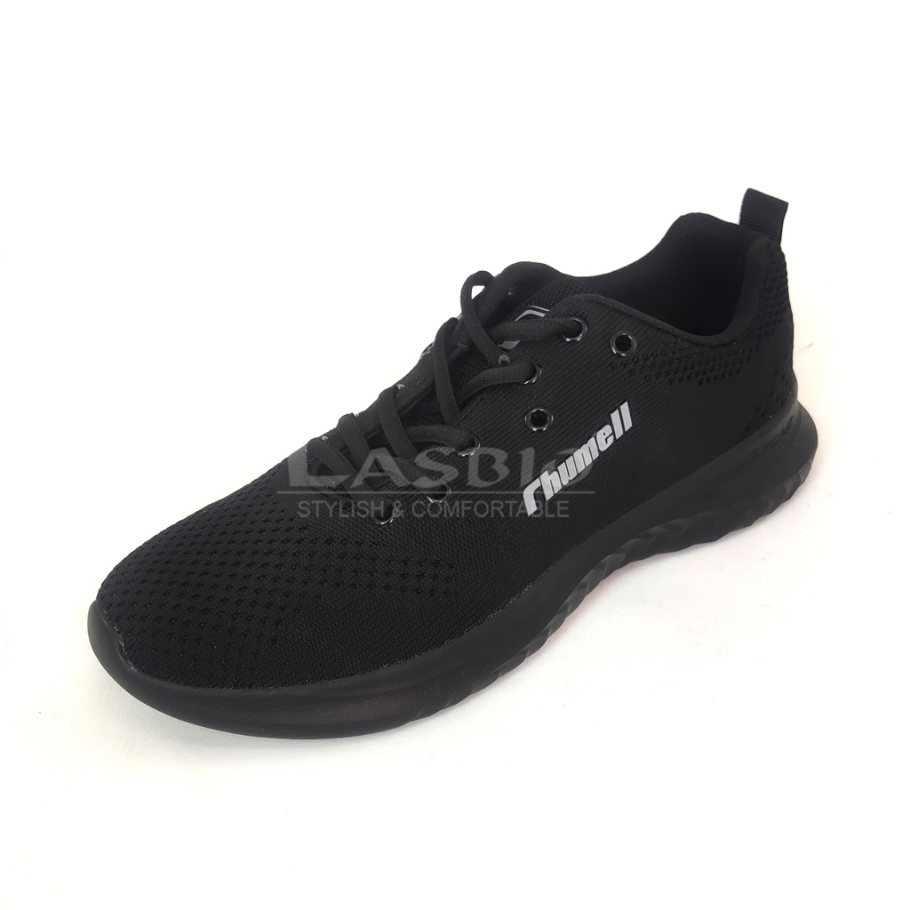 Sepatu Sneakers Sekolah Hitam Polos Pria Rhumell - Ascott All Black