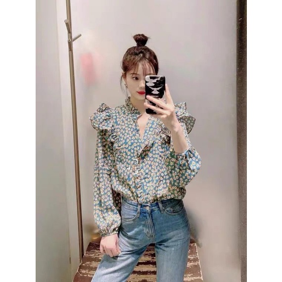 BEARYJEANS Atasan Wanita Import Kemeja Bunga-Bunga Korean Shirt - BJ025