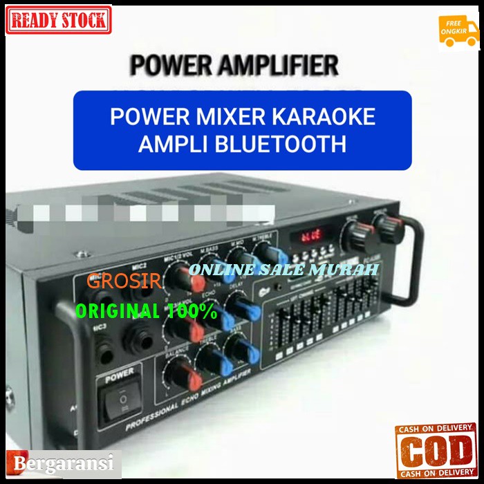 G49 Original 100% power ampli mixer bluetooth karaoke vokal vocal Amplifier bluetoot Equalizer bluetot blutut mixing ampli USB MP3 player audio sound AC DC pro aux dj  DIMENSI PRODUK 30CM X 20CM X 10CM   BISA BLUETOOTH KE SEGALA HANDPHONE  BISA AC DC / RU