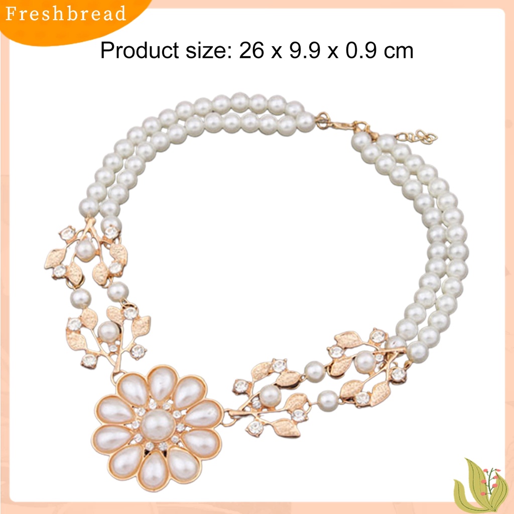 [TERLARIS]Double-Layer Flower Pendant Faux Pearl Elegant Chain Necklace for Dating