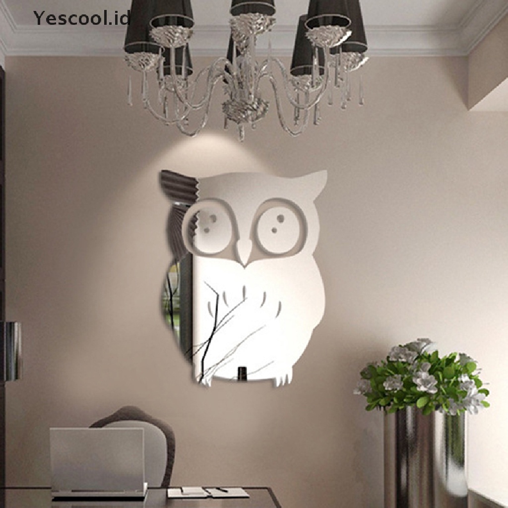 【Yescool】 3d owl art mirror decal vinyl mural wall stickers home decor removable diy .