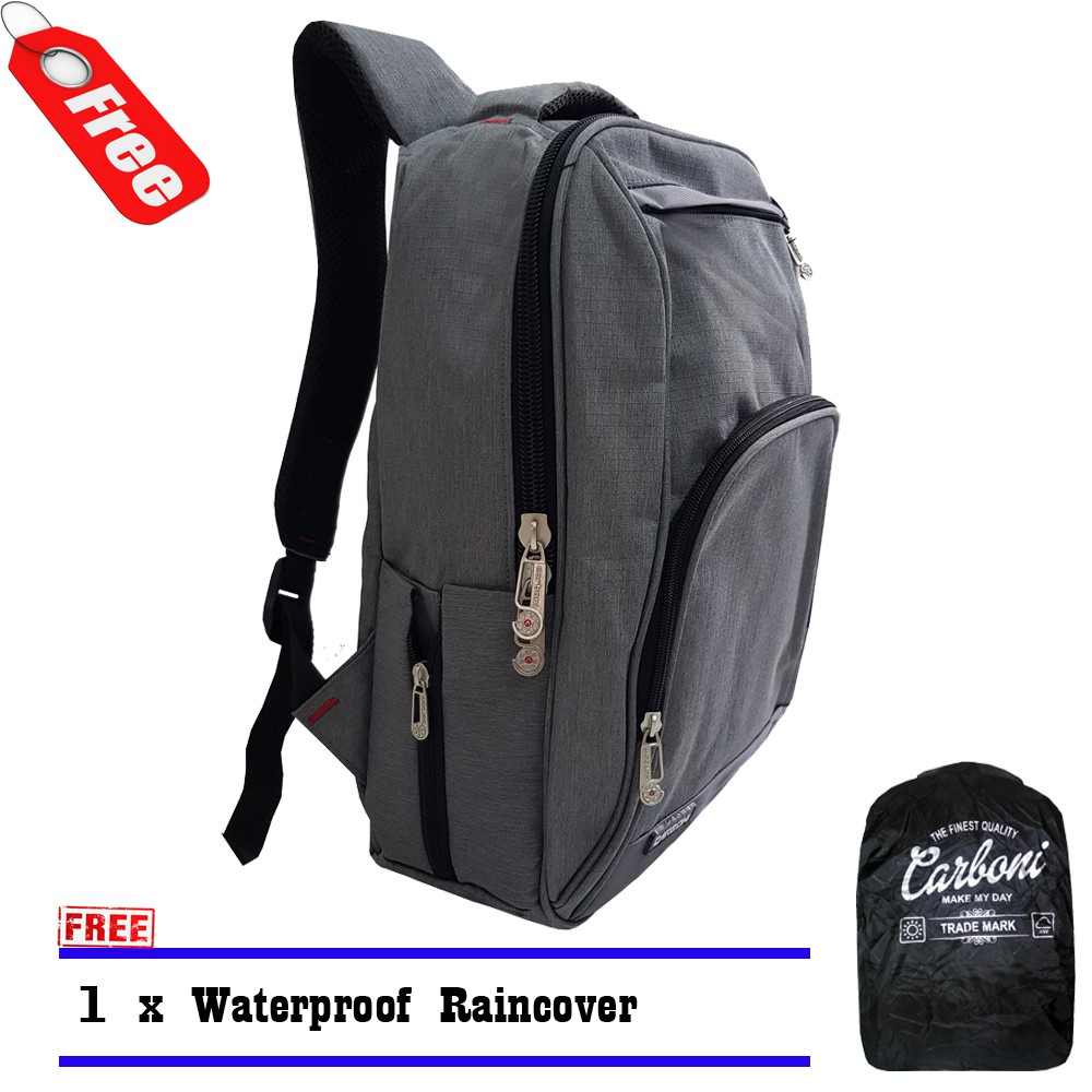 SHOPEE 6.6 SUPER SALE!! Carboni Tas Ransel RA0013 Original 17 - Grey + Raincover