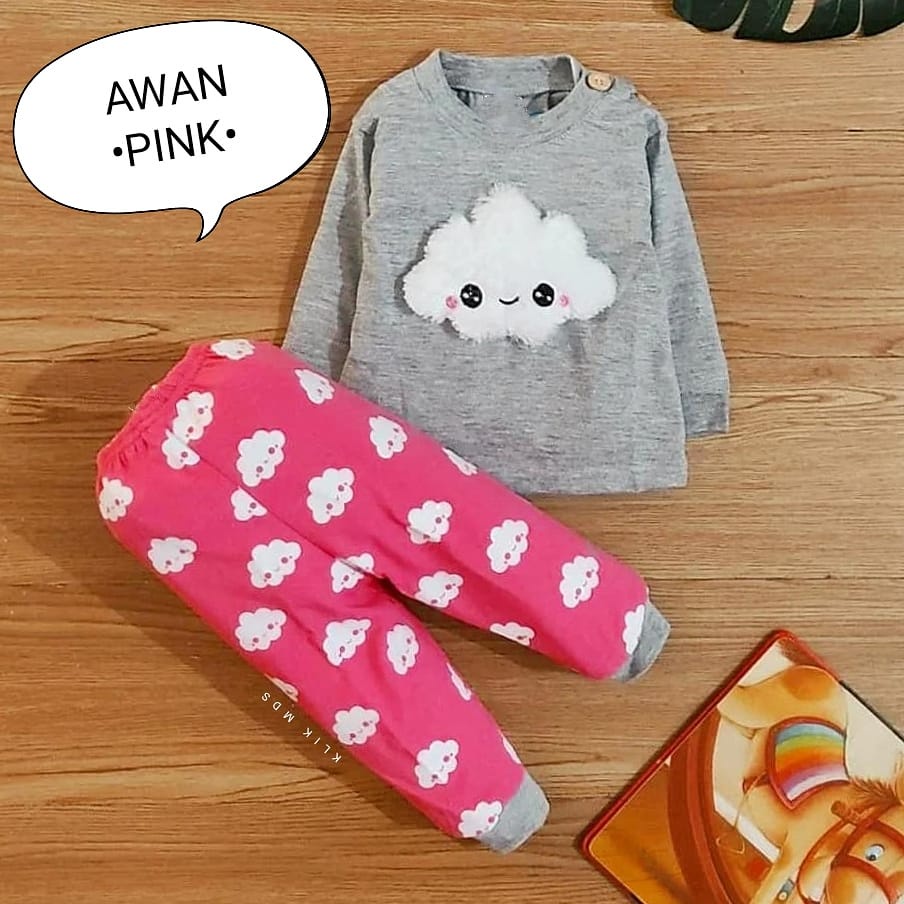 Klik Mds Baju Tidur Anak Bayi Usia 2-15 Bulan Motif Boneka Awan Piyama Anak