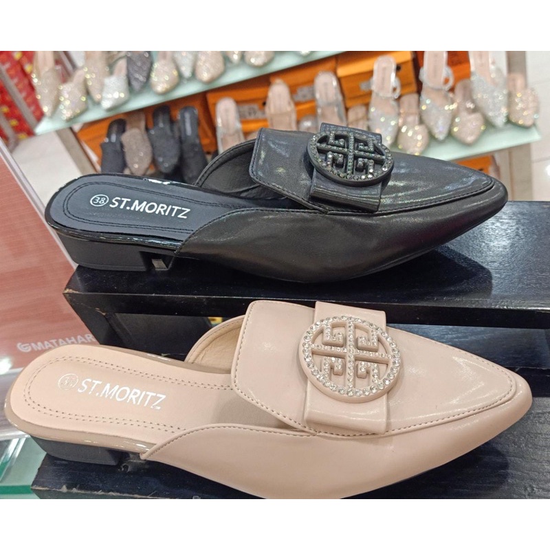 SEPATU SLOP WANITA MERK ST MORITZ UKURAN 36-40 HAK 3cm