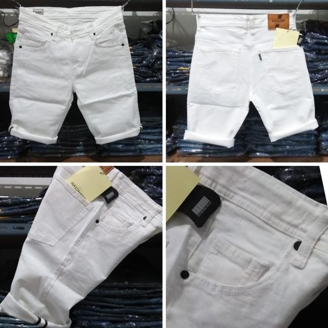 ripped jeans impor pria mode robek /celana pendek jeans cowok - Putih, 31