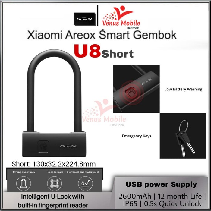 AreoX U Lock U8 Fingerprint Gembok Sepeda Motor