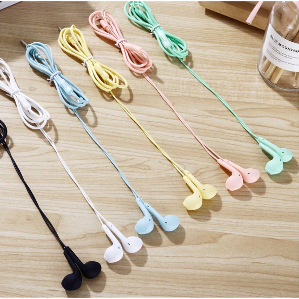 Trend-HEADSET MACARON U19 Hifi Stereo Extra Bass Handsfree Matte Colorfull Earphone Jack 3.5mm