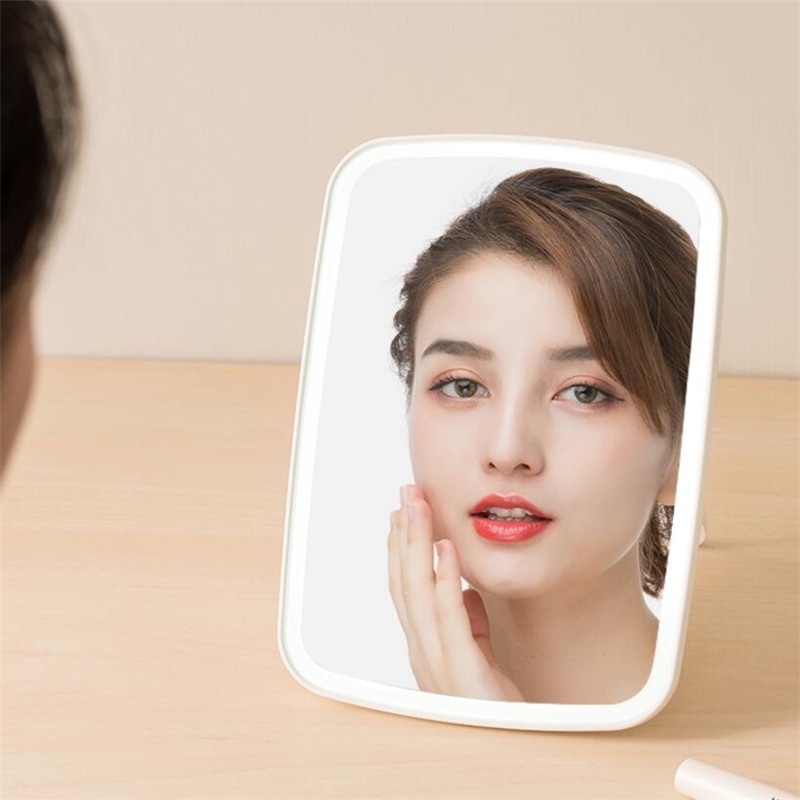 Cermin Make Up Mirror LED Light Rechargeable - NV026 - White