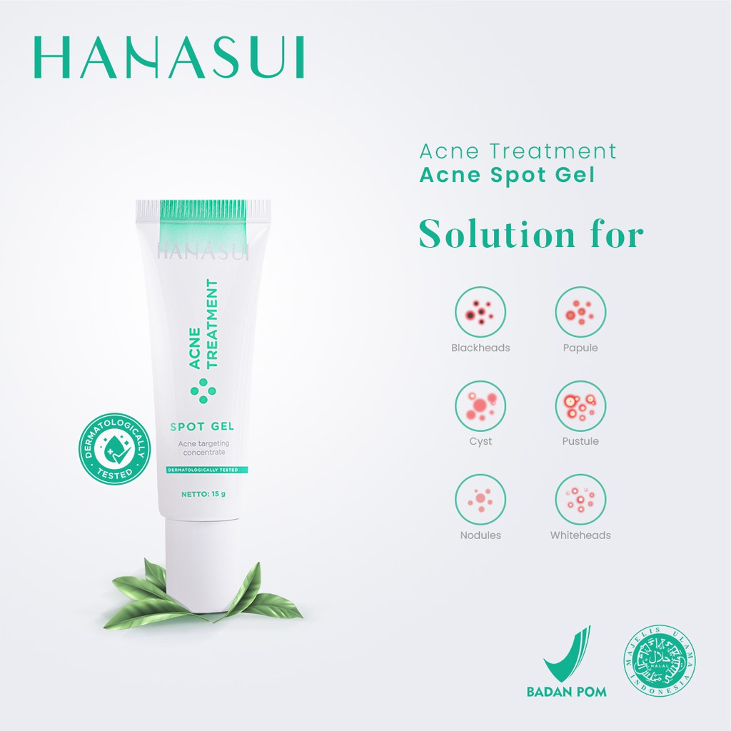 HANASUI Acne Treatment Spot Gel Indonesia / Acne Targeting Concentrate 15g / Obat Totol Jerawat Wajah Kulit Muka / Perawatan Berjerawat Ampuh Krim / Skincare Face Facial Wash Cleanser Toner Essence Serum Day Night Cream / Paket Flawless Glow 10 Series