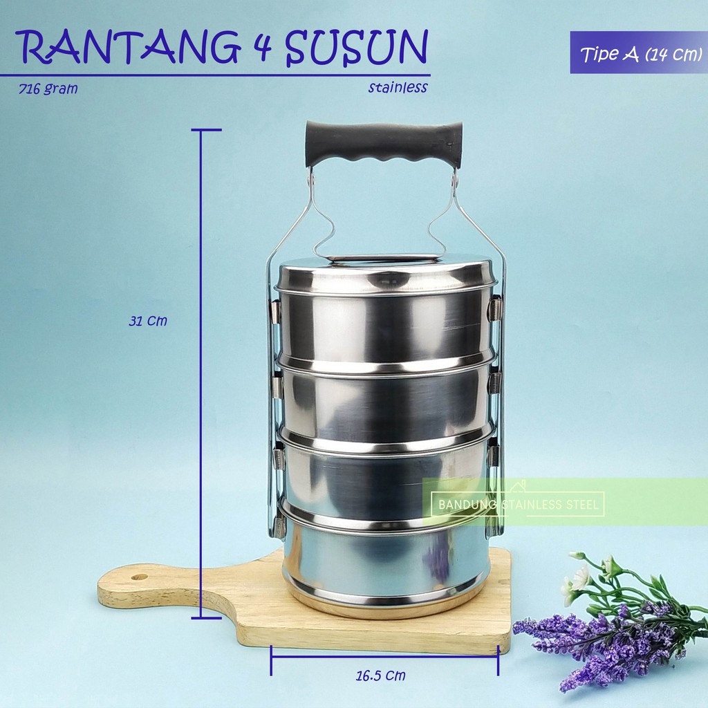 Rantang stainless 4 susun diameter 14cm/16cm