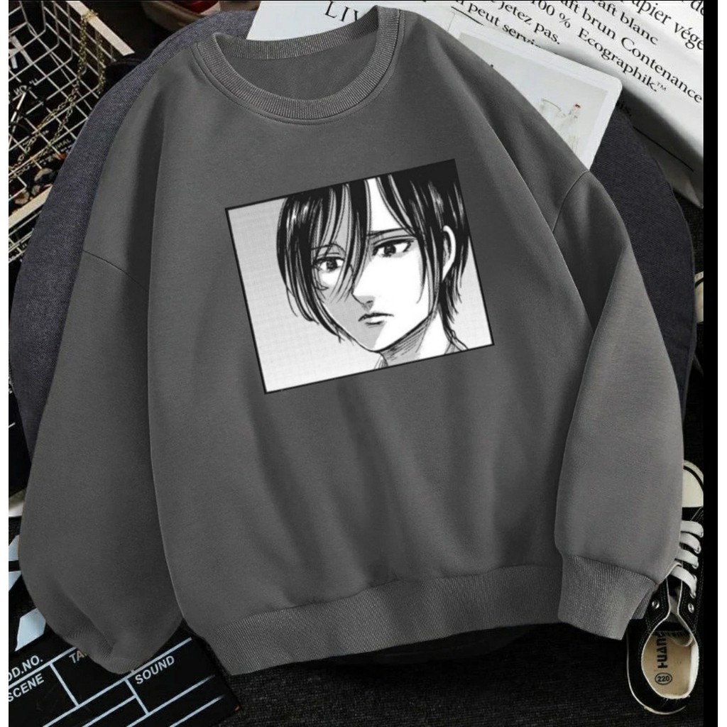 SWEATER ANIME MIKASA//SWEATER UNISEX ANIME TEBAL TERLARIS`