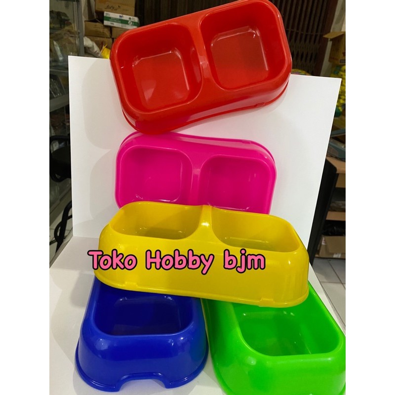 tempat makan kucing anjing double anti slip - tempat makan minum hewan kucing anjing double