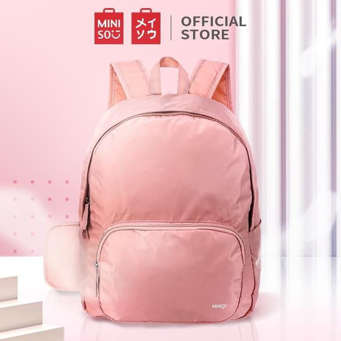 Miniso Official Minigo Foldable Backpack - Merah Muda