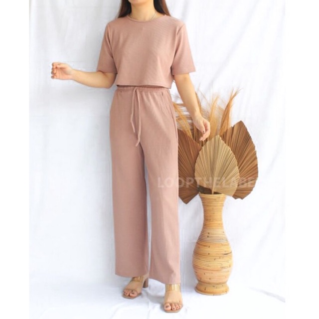 JIA ONE SET - ONE SET KNIT / SATU STEL SETEL RAJUT / SETELAN CELANA WANITA / SET PREMIUM CASUAL / KO