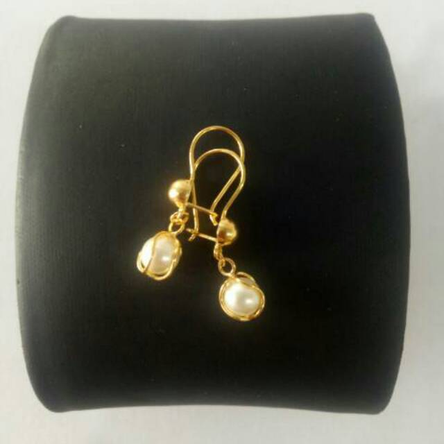 Anting Emas asli model mutiara