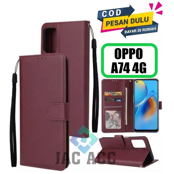 DOMPET HP UNTUK OPPO A74 4G NEW 2021 LEATHER FLIP CASE OPPO A74 4G NEW 2021