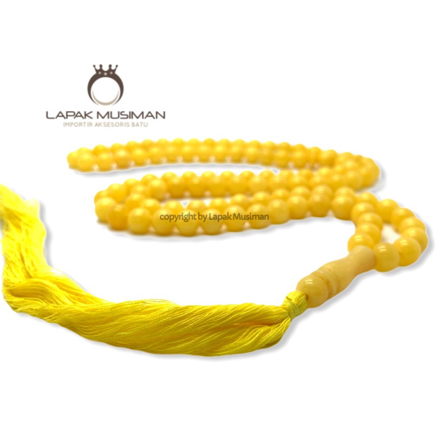 [Bayar di Tempat] Tasbih Batu Giok Kuning Asli Natural Dimensi 8MM