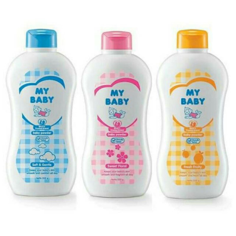 bedak tabur my baby powder 500g 350g 50g 150+38g 50g soft fresh fruity