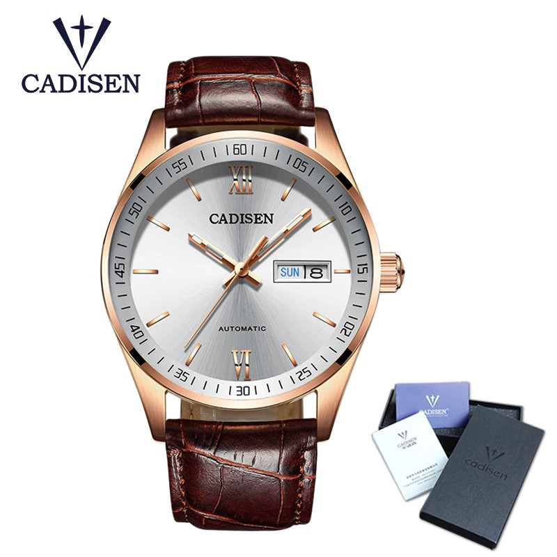 Jam tangan mekanik CADISEN Automatic Men's Mechanical Table Artistic Temperament Rose Gold Wrist