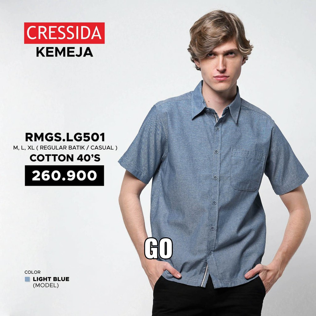 gof CRESSIDA KEMEJA PRIA REGULER Kemeja Casual Kemeja Lengan Pendek