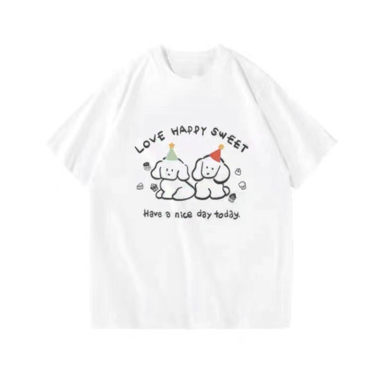 Kaos Atasan Wanita Warna Putih / T-shirt Original Print Korean / Baju Atasan Premium Oversize（Realpict）