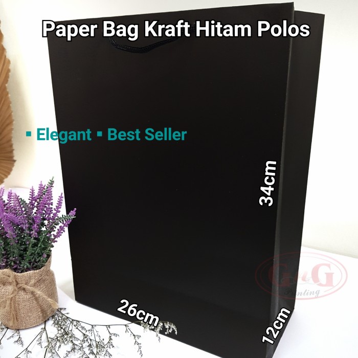 

SALE 26x12x34 Polos Paper Bag Hitam Kraft/Paper Bag/Shopping Bag/Min 20pcs