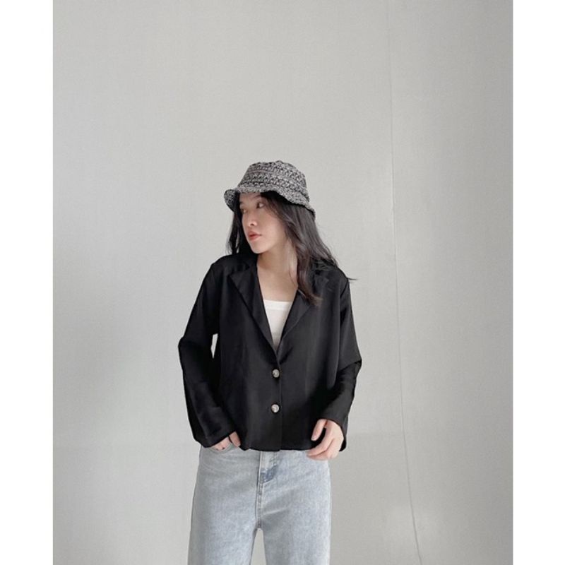 Blazer Wanita Khloe Top - Outwear Kemeja Wanita  V Neck