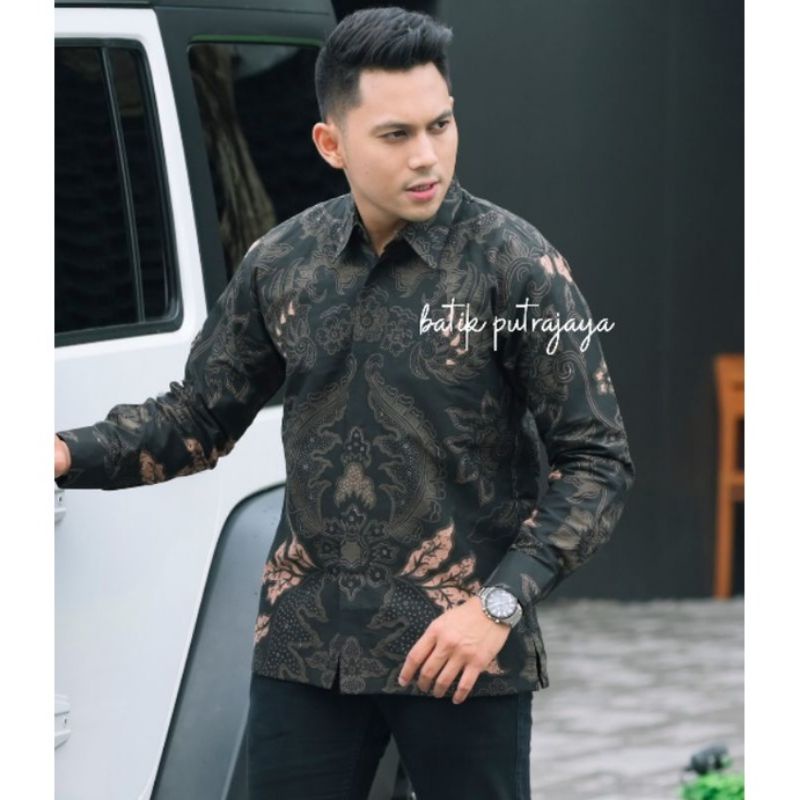 PJ.ID Motif Mahkotahitam Baju Batik Pria Lengan Panjang Katun Lapis Furing Modern