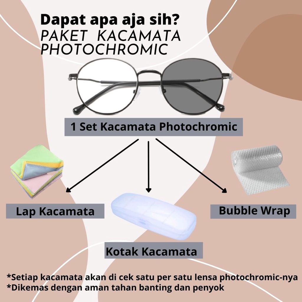 [Termurah] Kacamata Photocromic Bulat Korea / Anti Radiasi Free Box 2 In 1 Potokromik Murah Original Mata Normal