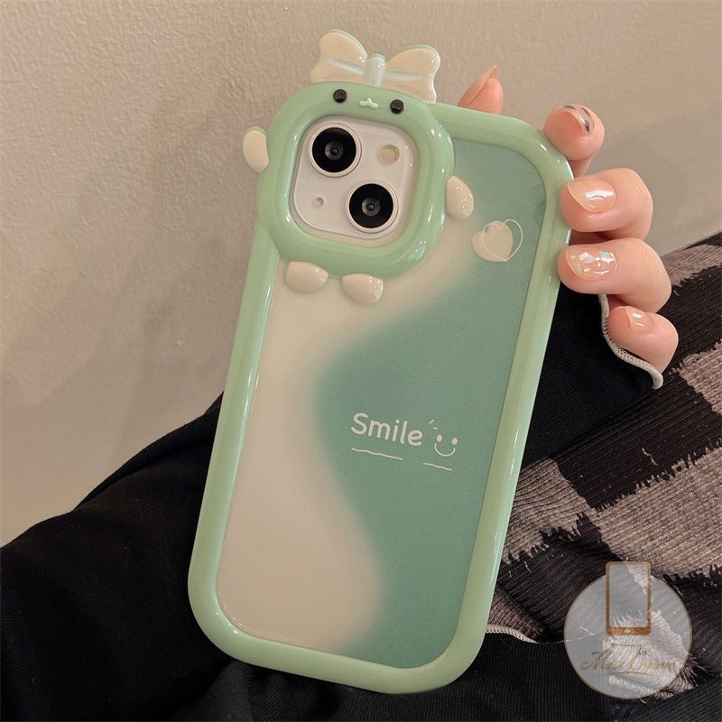 Casing Smile Splicing Hijau Gelombang Untuk Samsung A14 A03s A04 A04E A53 A12 A50s A32 A13 A03 A52 A50 A04s A30s A22 A51 A23 A52s A31 A21s A73 A02s A11 A71 A53 Lensa Monster Kecil Soft Case