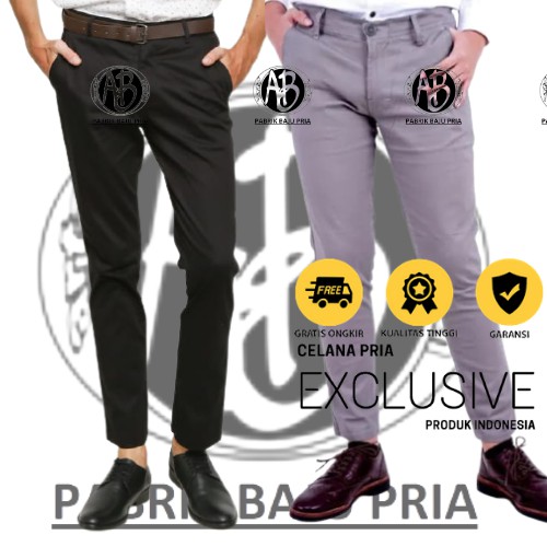 Celana Formal Pria Panjang Slimfit Hitam Size 27-38 Caldin Bahan Kain COMBED Murah