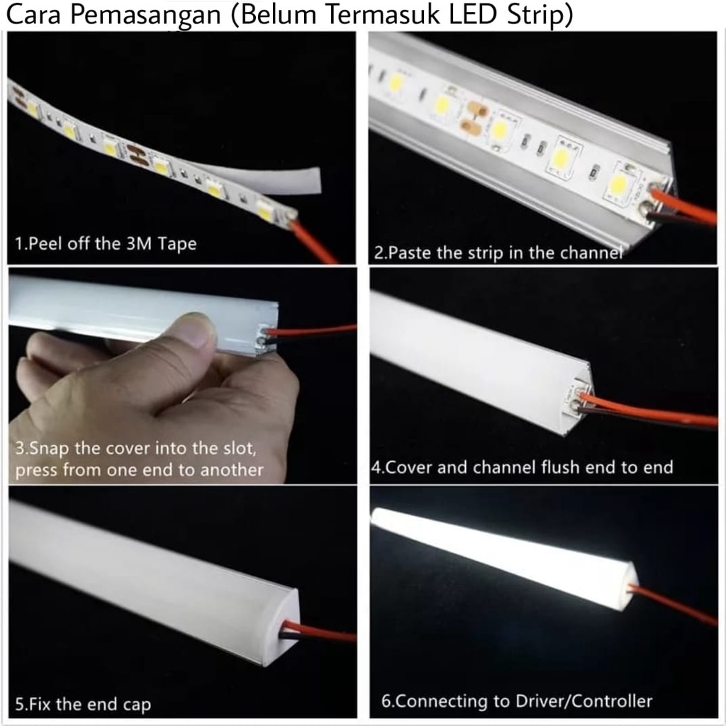 Kap Housing Aluminium LED Strip Rigid Bar Lampu 100 CM / 1 METER Kualitas TOP