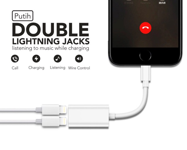 KABEL 2IN1 HF DAN CHARGING Dual FUNCTION Audio + Charger Adapter 11 PROMAX 11 11 PRO  7PLUS 6 PLUS 6 7 X XR XSMAX