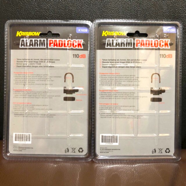 GEMBOK ALARM ANTI MALING KRISBOW ORIGINAL PADLOCK SENSOR GETAR 110DB KUNCI PAGAR RUMAH TAHAN AIR ORI