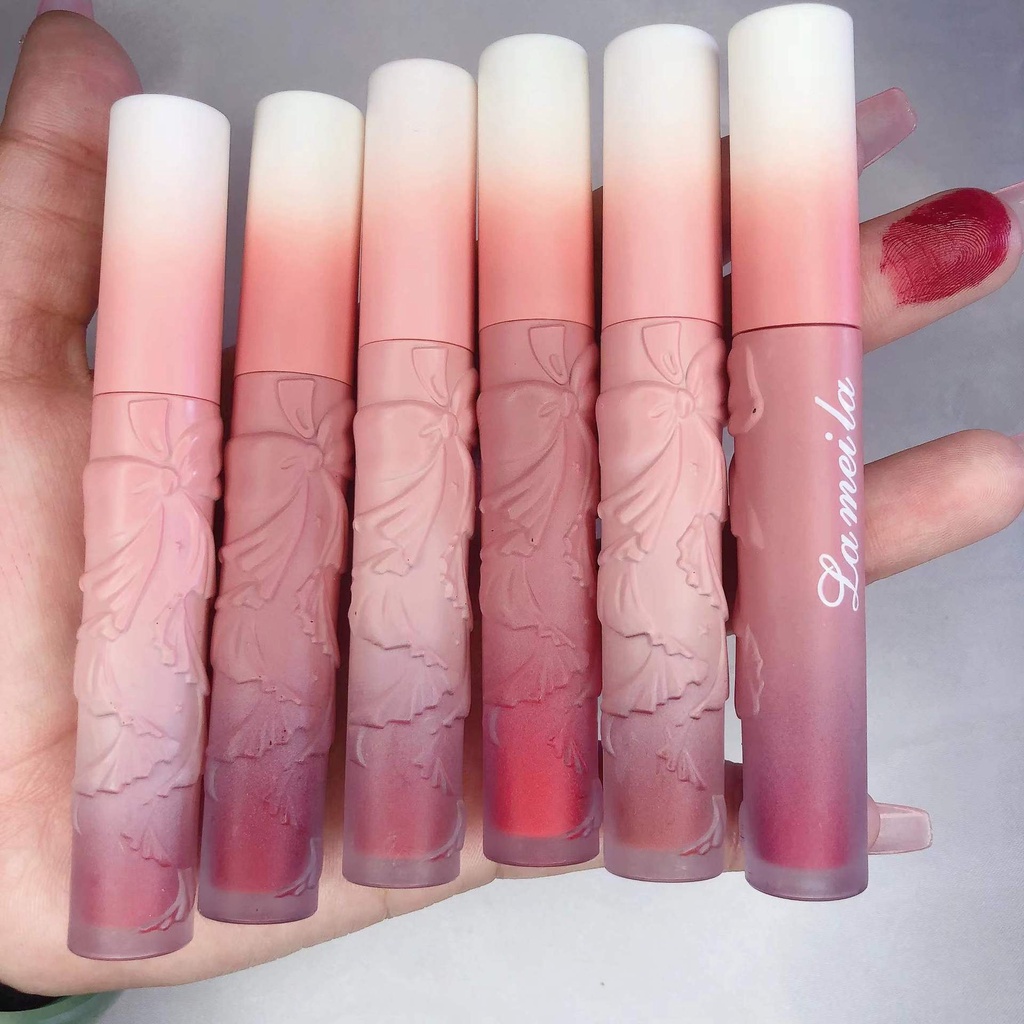 Lameila Matte Lip Gloss 6 Varian Warna Lip Tint Tahan Air Waterproof Tahan Lama