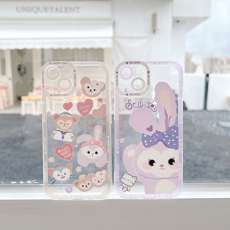 Soft Case Pelindung Transparan Motif Kelinci Beruang Kecil Anti Jatuh Untuk iPhone 13 12 Pro MAX 11 X XR XS MAX 7 8 Plus