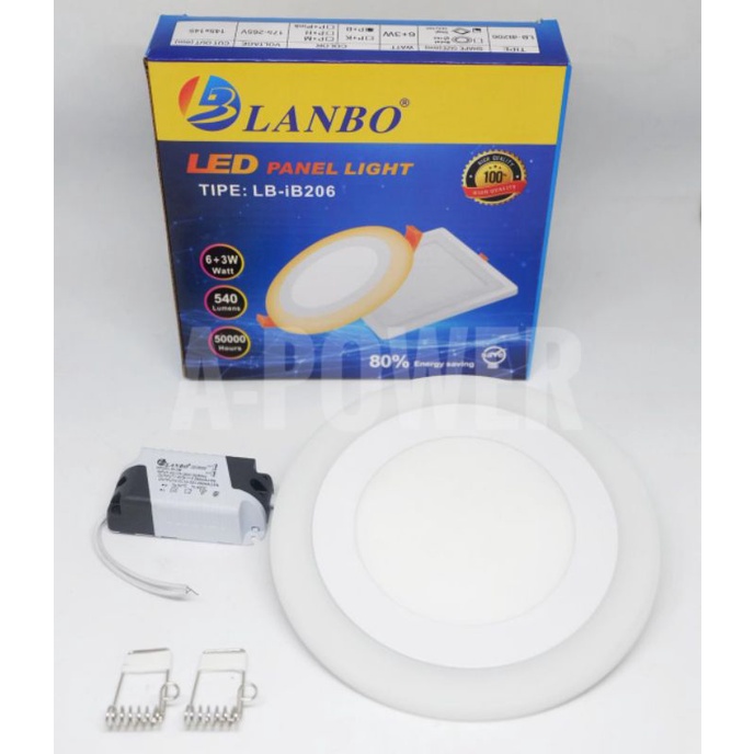 Lanbo - LED Downlight IB Inbow 6+3W Putih Kuning (Bulat)